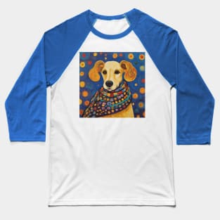 Gustav Klimt Style Lady Dog in a Starry Night Landscape Baseball T-Shirt